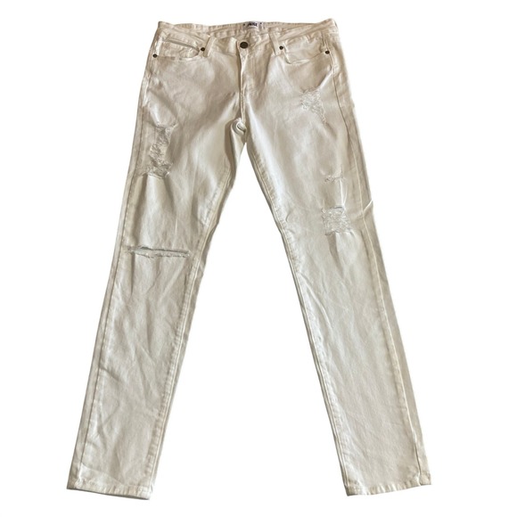 PAIGE Denim - Paige Verdugo Ultra Skinny Jeans 28 (Fit 34 Waist) Optic White Distressed W1454